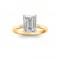 2.10 Ctw Emerald CZ Secret Halo Engagement Ring