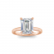2.5 Ct Emerald Cut Moissanite & .10 Ctw Diamond Secret Halo Engagement Ring