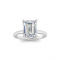 2.5 Ct Emerald Cut Moissanite & .10 Ctw Diamond Secret Halo Engagement Ring