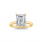 2 Ct Emerald Cut Moissanite & .10 Ctw Diamond Secret Halo Engagement Ring