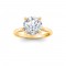3 Ct Round Moissanite & .06 Ctw Diamond Secret Halo Solitaire Ring
