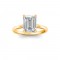 2.10 Ctw Emerald CZ Secret Halo Engagement Ring