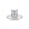 2 Ct Emerald Cut Moissanite & .07 ctw Diamond Secret Halo Engagement Ring