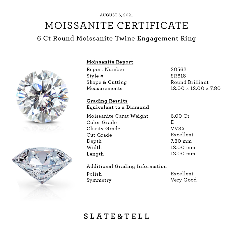 6 Ct Round Moissanite Twine Engagement Ring