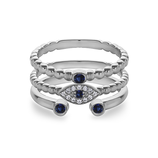 Evil Eye birthstone Ring Stack