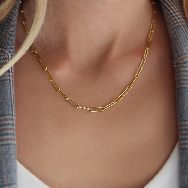 Large Silver Paperclip Necklace