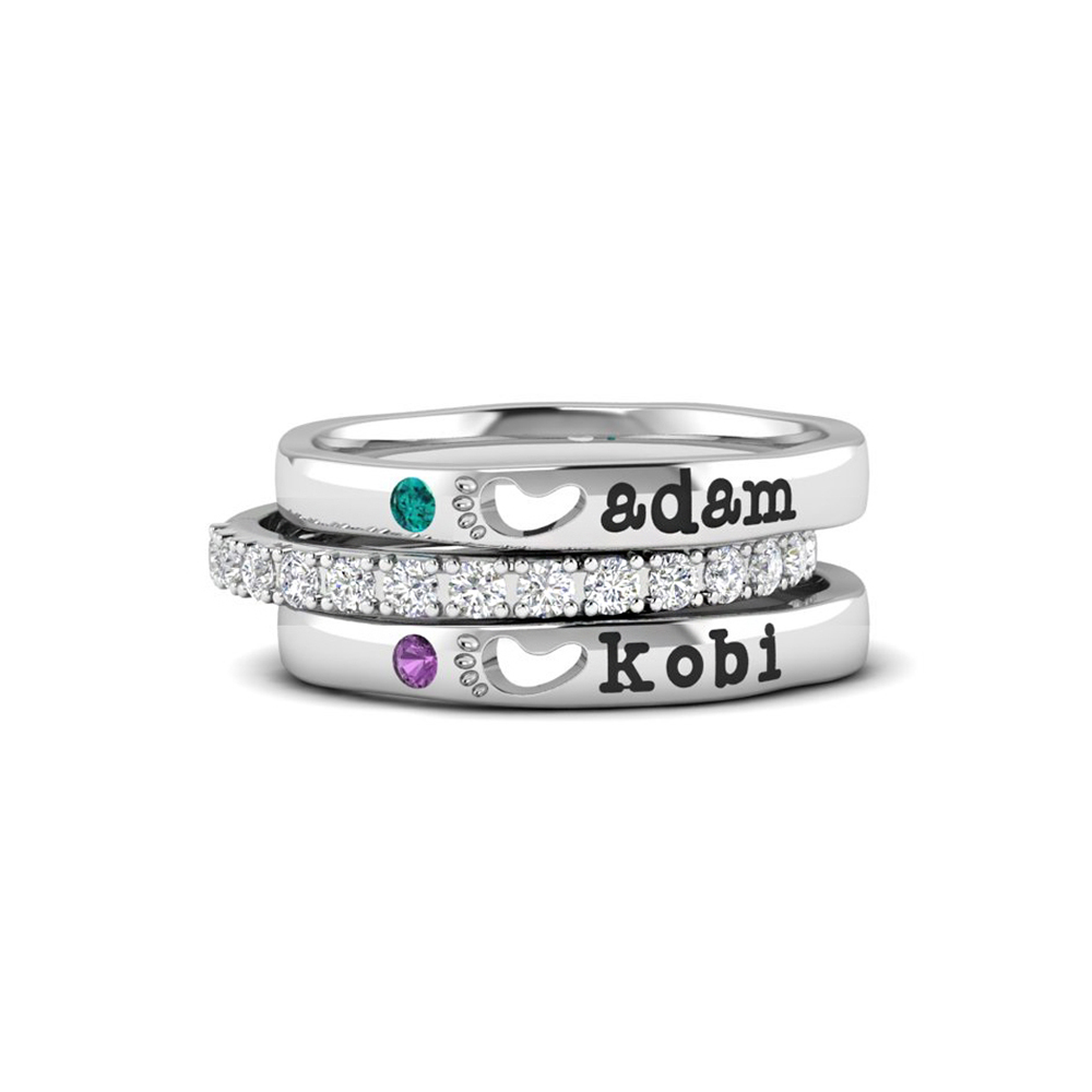 Baby feet ring with birthstone deals