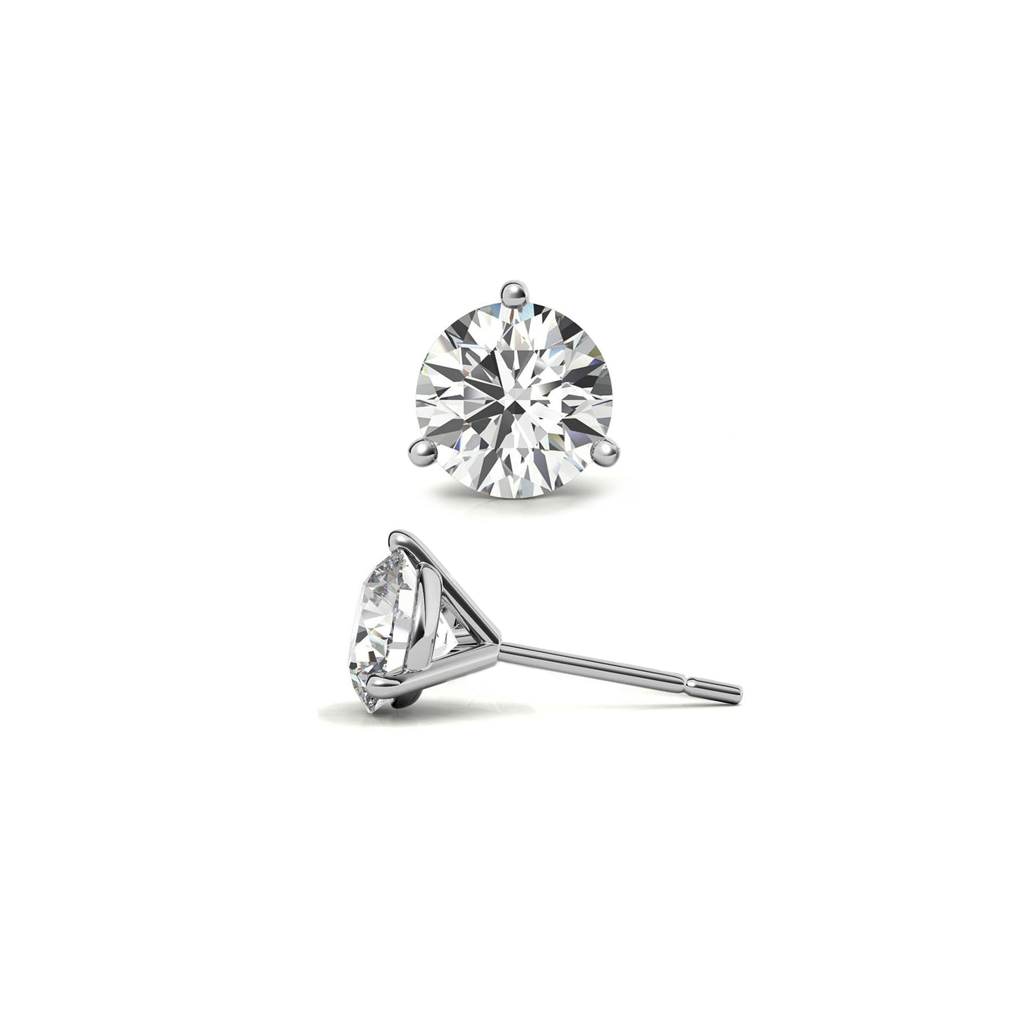 Single 1 Ct Round Moissanite Martini Stud Earring