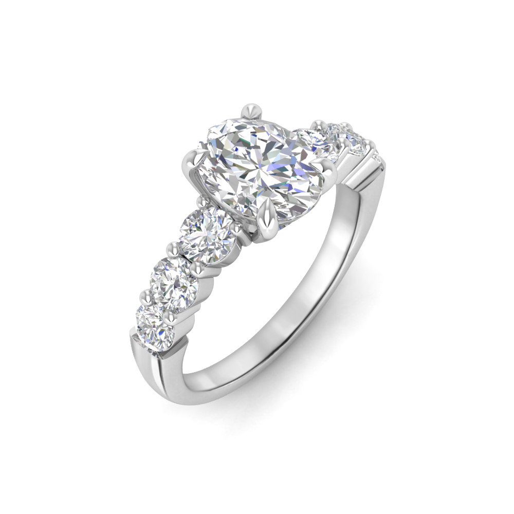 3.5 Ctw Oval CZ Six Side Stone Engagement Ring