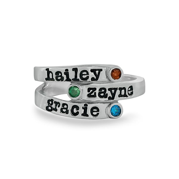 Personalized Overlapping Three Stone Ring