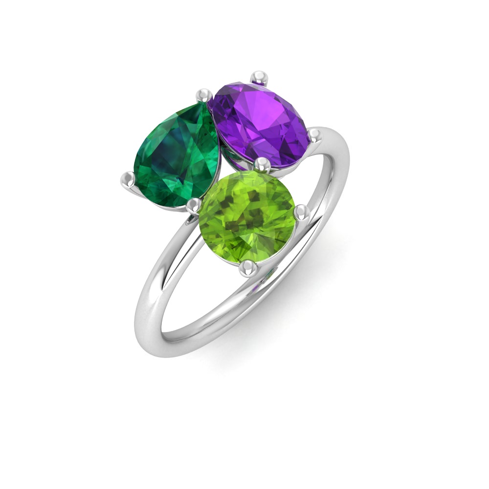 3 Stone Birthstone Ring